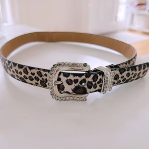 Leopard belt with crystal/rhinestone detail, size small